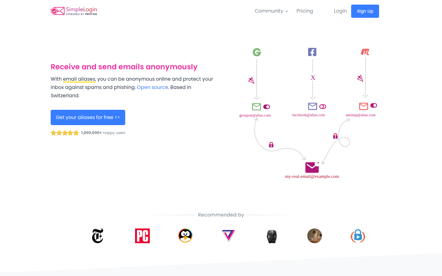 SimpleLogin homepage